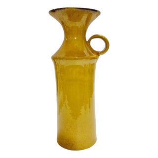 Mid-Century Sun Yellow Ceramic Vase, 1960s For Sale