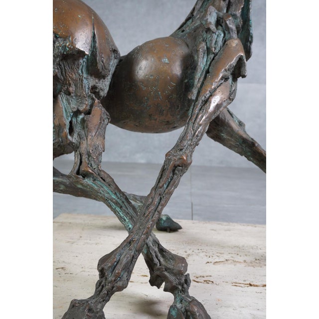 1980s Fernando Mario Paonessa, Sete, 1980s, Bronze & Travertine For Sale - Image 5 of 11