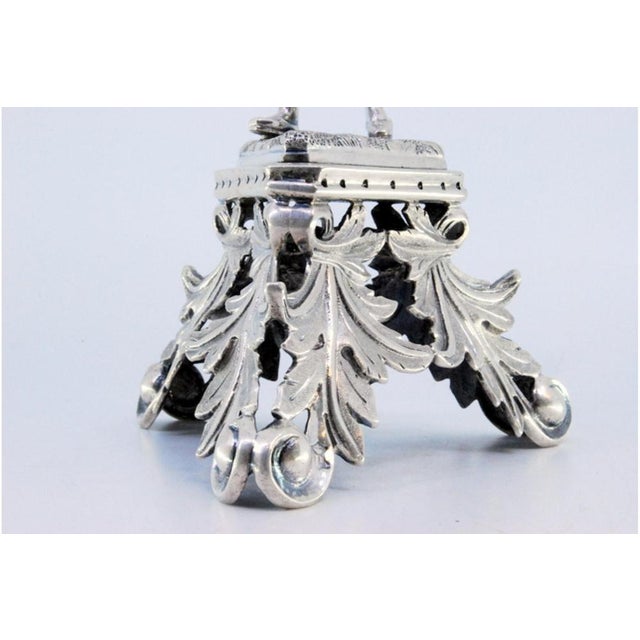 Metal Silver Toothpick Holder with Troubadour For Sale - Image 7 of 9