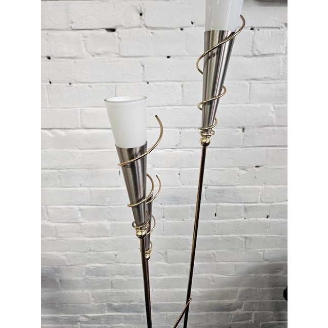 Metal Vintage 1970s Belgium 3-Light Floor Lamp (Rewired) For Sale - Image 7 of 11