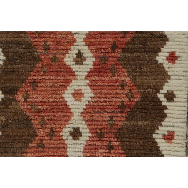 Rug & Kilim's Moroccan-Inspired Rug With Brown, White and Red Geometric Stripes For Sale In New York - Image 6 of 7