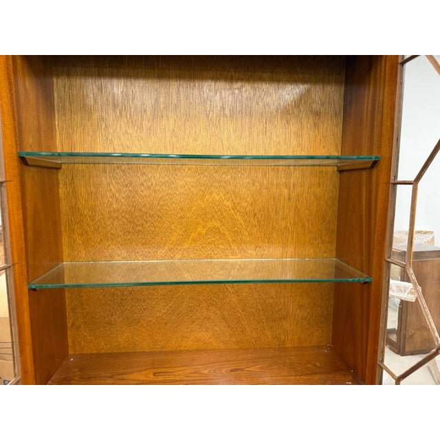 Vintage Geogre II Styl Bured Wood Yew Wood 2 Part Bookcase and Secretary Desk For Sale - Image 17 of 18