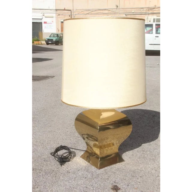 French Brass Shantung Table Lamp, 1970s For Sale - Image 9 of 9