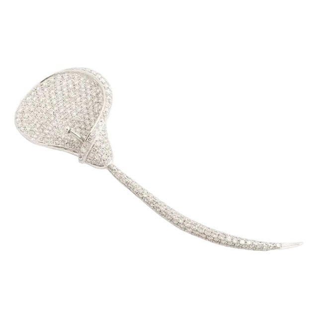 Diamond Calla Lilly Brooch 18 Kt. White Gold For Sale