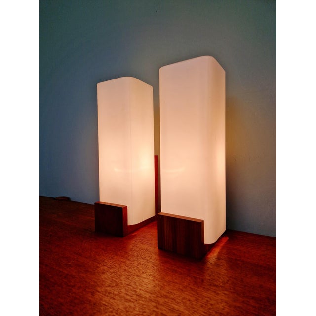 Teak and Satin White Opaline Wall Lights by Louis Kalff for Philips, 1960s, Set of 2 For Sale - Image 10 of 17