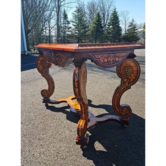 Brown French Style Coffe/Tea Side/Center Table/Desk With Scrolled Legs For Sale - Image 8 of 13