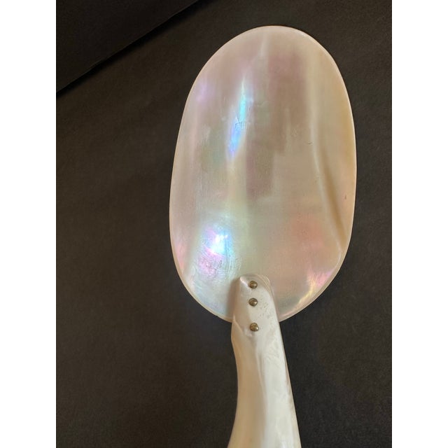 Victorian Vintage Mother-of-Pearl Serving Spoon With a Twisted Seashell Handle For Sale - Image 3 of 11