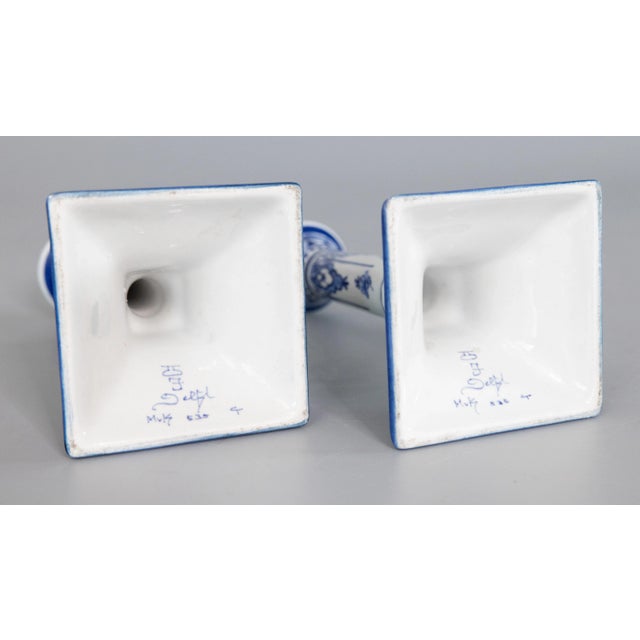 Vintage Dutch Delft Faience Floral Candlesticks - a Pair For Sale In Houston - Image 6 of 8