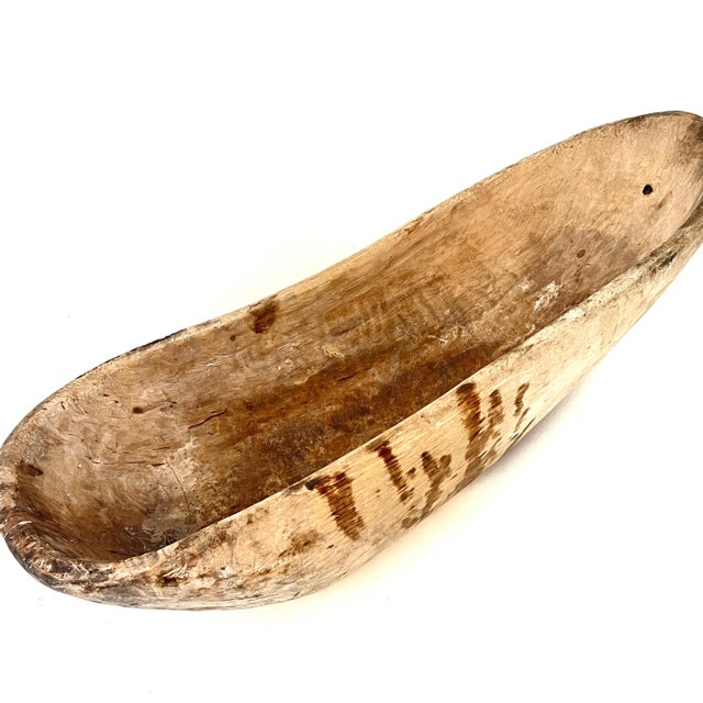 Antique Hand Carved Dugout Wood Trough Bowl For Sale - Image 12 of 18
