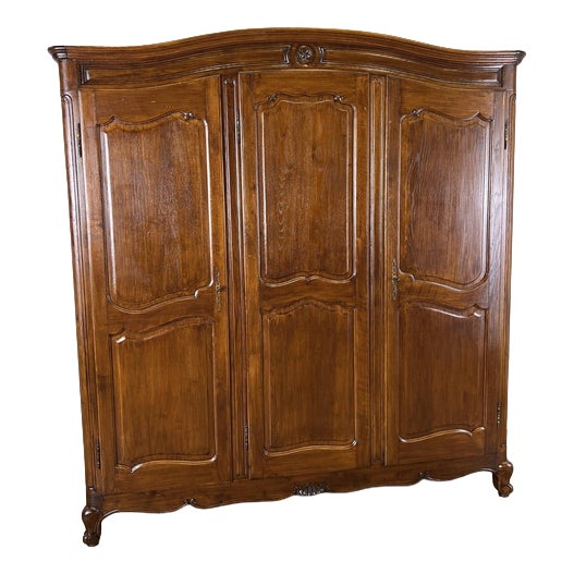 Vintage French Louis XVI Style Wardrobe in Oak For Sale