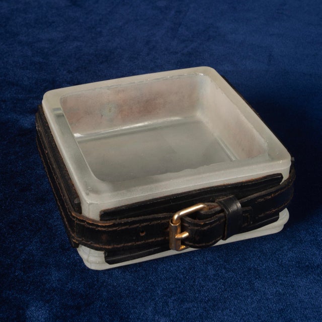 Hand-Stitched Leather Ashtray by Jacques Adnet, France 1950 For Sale - Image 6 of 18