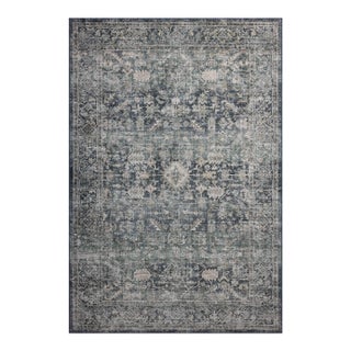 Amber Lewis x Loloi Josie Ocean / Natural 5'-0" x 7'-6" Machine Washable Area Rug For Sale