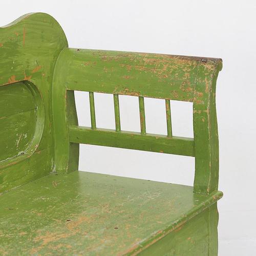 Wood Rustic Folk Art Farmhouse Painted Pine Bench For Sale - Image 7 of 11