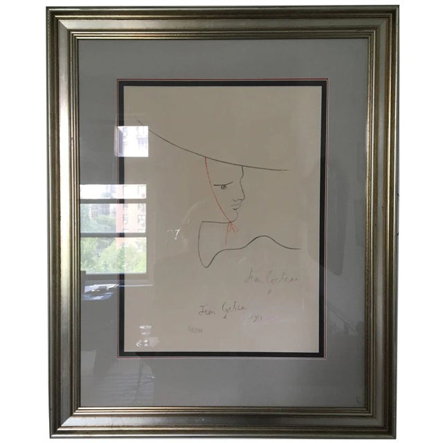 Jean Cocteau 1957 Jean Cocteau Original Lithograph Numbered #219/220 and Signed - Triple-Matted and Framed For Sale - Image 4 of 7
