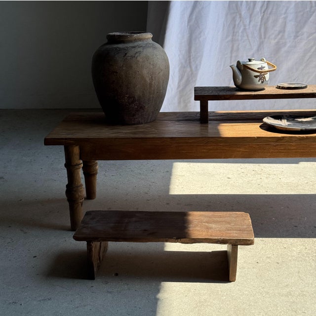 1980s Small Low Bench in Antique Indonesian Teak, 1980s For Sale - Image 5 of 18