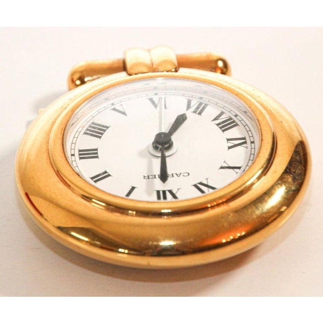Late 20th Century Cartier Colisee Art Deco 24k Gold-Plated Travel Desk Clock, 1990s For Sale - Image 5 of 14