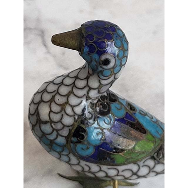 This is a fabulous vintage Chinese cloisonné enameled brass duck figurine. This is a miniature hand made piece and would...
