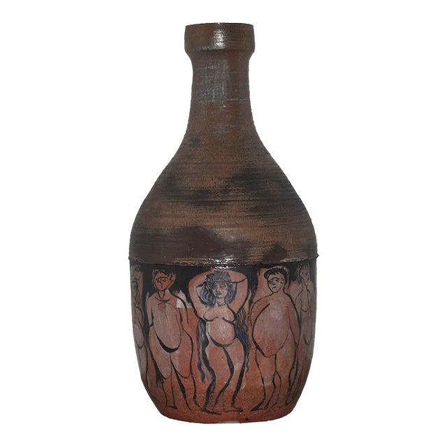 Mid 20th Century Studio Ceramic Vase With Contrapposto Motif For Sale