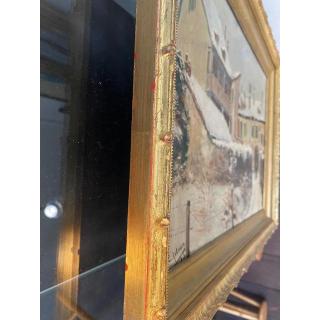 Christian Axtmann, Snowy Farm in Switzerland, Oil on Canvas, 1918, Framed For Sale - Image 5 of 8