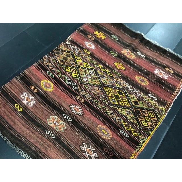 1960s 1960s Vintage Handmade Turkish Designer Kilim Rug- 3′8″ × 4′10″ For Sale - Image 5 of 11