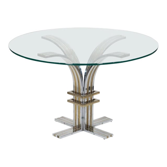 Italian Modern Chrome And Brass Center Table Attributed To Romeo Rega. This versatile Italian arched mixed metal table...