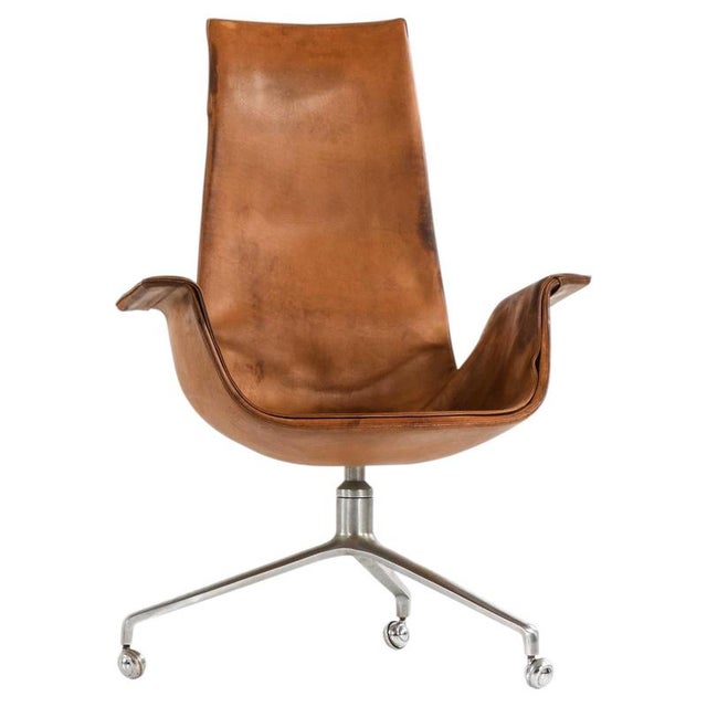 Metal Mid-Century Modern Office Chair in Leather from Preben Fabricius & Jørgen Kastholm, 1960s For Sale - Image 7 of 7