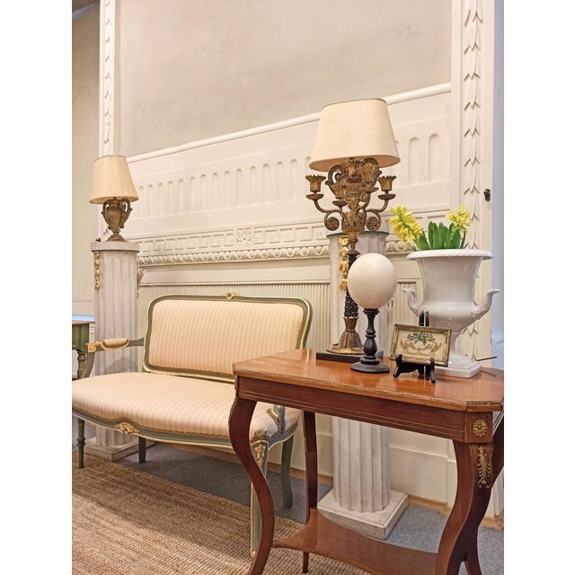 French-Style Sofa in Fabric and Wood For Sale - Image 4 of 7