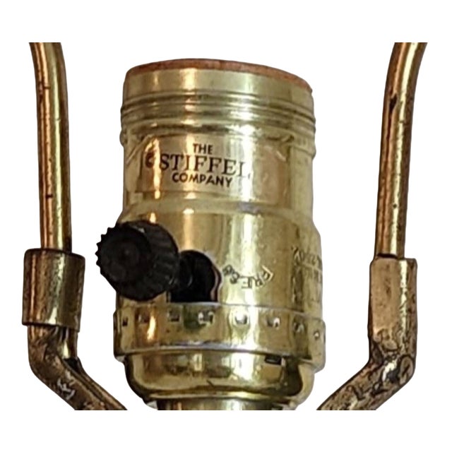 Mid-Century Stiffel Ivory Enamel and Polished Brass Table Lamps - Pair For Sale - Image 11 of 13