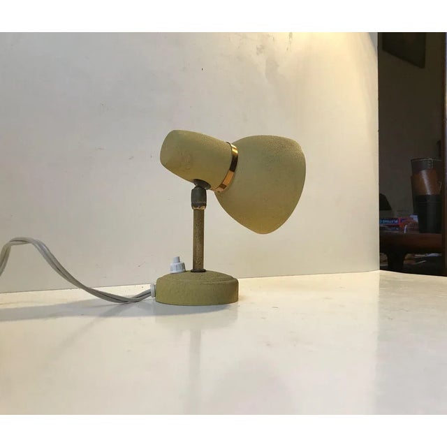 Scandinavian Pastel Yellow Wall Lamp in Brass & Aluminium, 1950s For Sale - Image 6 of 12