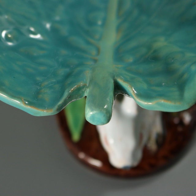 Minton Majolica Rabbits and Leaves Compote Bowl For Sale - Image 13 of 14
