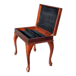 Vintage Queen Anne Style Wood Cutlery Canteen Table With Cabriole Legs