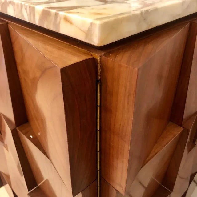Mid-Century Italian Modern Style Siena Marble & Solid Birchwood Sideboard For Sale - Image 11 of 18