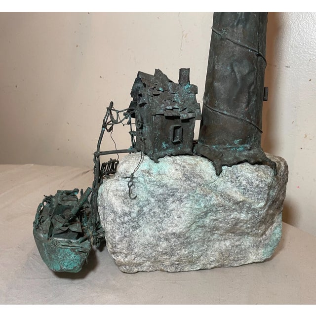 Vintage Jim Lewk Bronze Stone Nautical Lighthouse Brutalist Sculpture Statue Art For Sale - Image 15 of 18