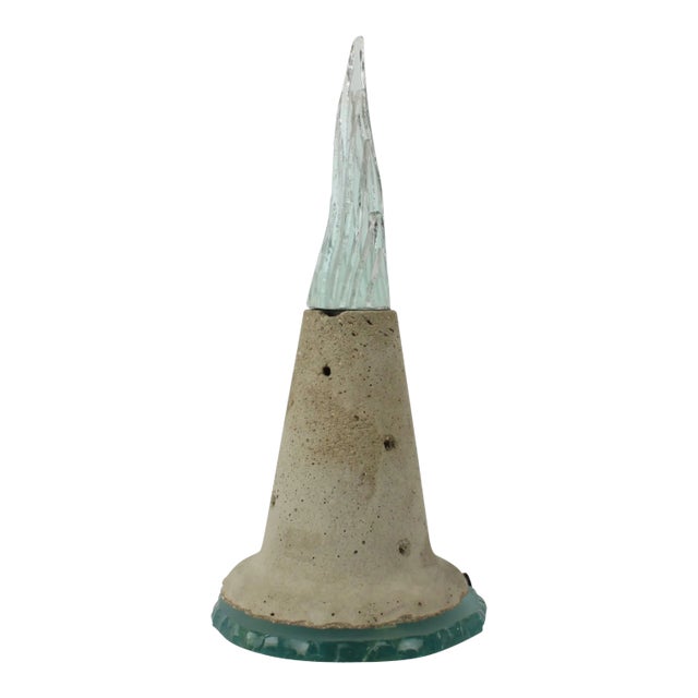 Lucie, Sculptural Cast Cement & Glass Lamp by Laurent Beyne for Deux Ailes, 1989 For Sale