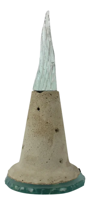 Lucie, Sculptural Cast Cement & Glass Lamp by Laurent Beyne for Deux Ailes, 1989