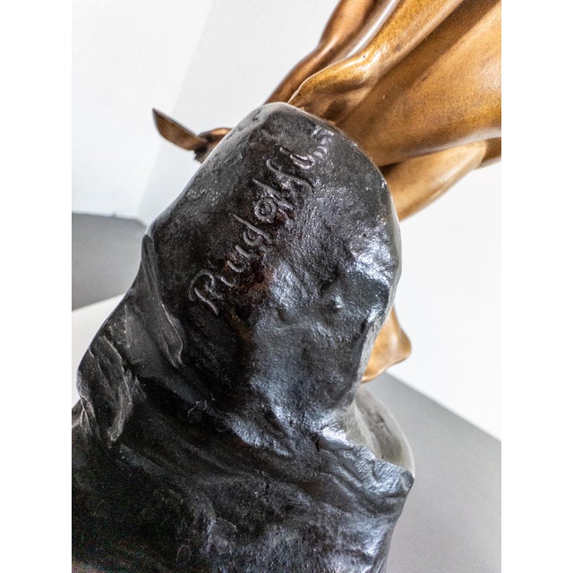 1920s Robert Rudolf, An der Quelle, 1920s, Bronze with Marble Pedestal For Sale - Image 5 of 7