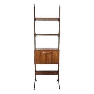 Swedish Teak Bookcase with Adjustable Brass Legs, 1960 For Sale