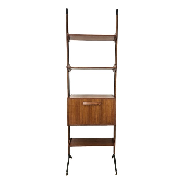 Swedish Teak Bookcase with Adjustable Brass Legs, 1960 For Sale