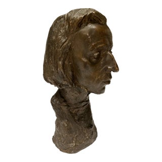 Mid 20th Century Bronze Bust of Chopin Bust by Sculptor Jiri Hanzalek For Sale