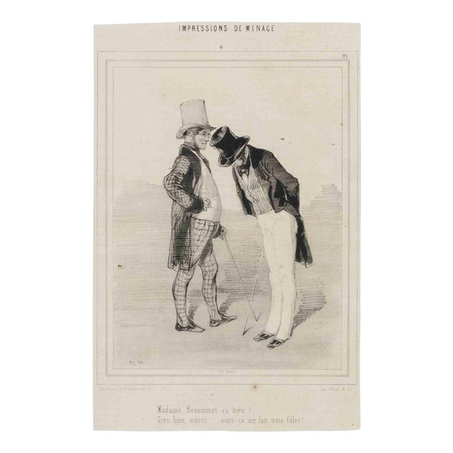 Paul Gavarni, Impressions of Ménage, Plate 21, Mid-19th Century, Lithograph For Sale