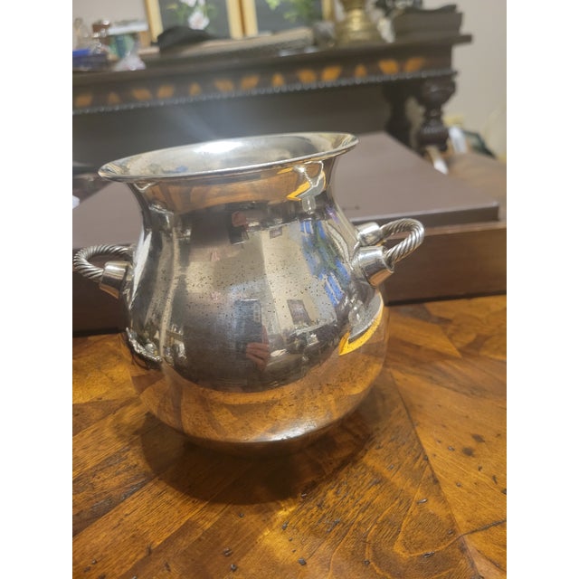 Collectible Mbahr Silver Plated Pot With Rope Handles For Sale - Image 9 of 10