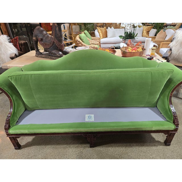 Chippendale 1960s Velvet Camelback Sofa of the James River Collection by Hickory Chair For Sale - Image 3 of 18