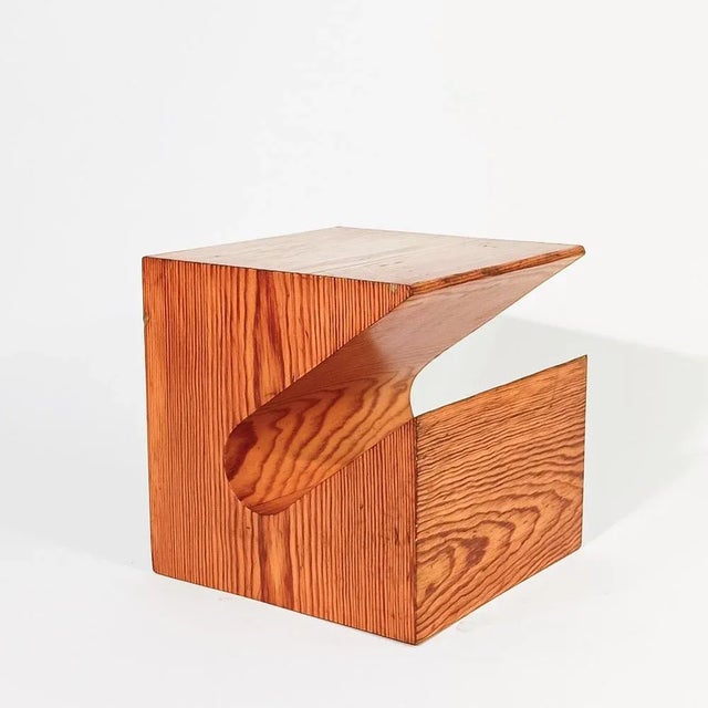 Sculptural Side Table in Pine Wood, 1970s For Sale - Image 12 of 12