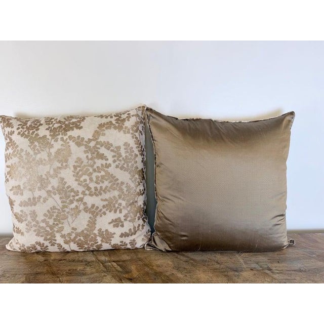 Pair of Custom White Pillows W/ Fern Botanical Design For Sale - Image 9 of 11