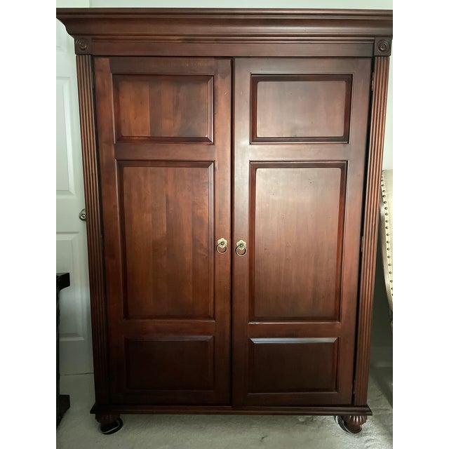 Traditional Ethan Allen British Classics Wood Entertainment Armoire For Sale - Image 3 of 5