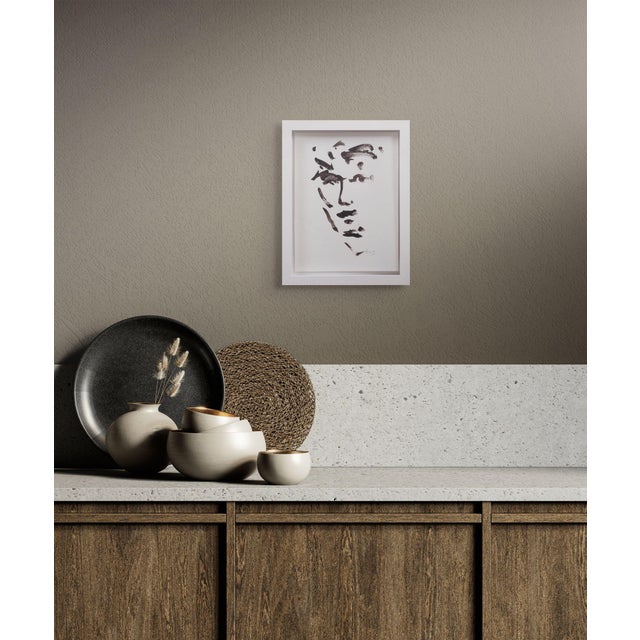 Hans-Henrik Husemann, Face to Face, 2022, Sepia on Paper, Framed, 2022, Ink & Paper For Sale - Image 4 of 5