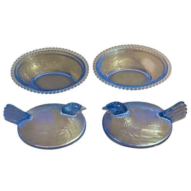 Mid-Century Modern 1970s A Pair of Indiana Glass Cornflower Blue Hen on a Nest Covered Dishes For Sale - Image 3 of 12