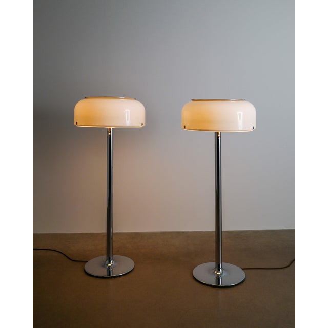 Anders Pehrson Mid-Century Swedish White & Chrome Knubbling Floor Lamps by Anders Pehrson for Ateljé Lyktan, 1970s, Set of 2 For Sale - Image 4 of 9