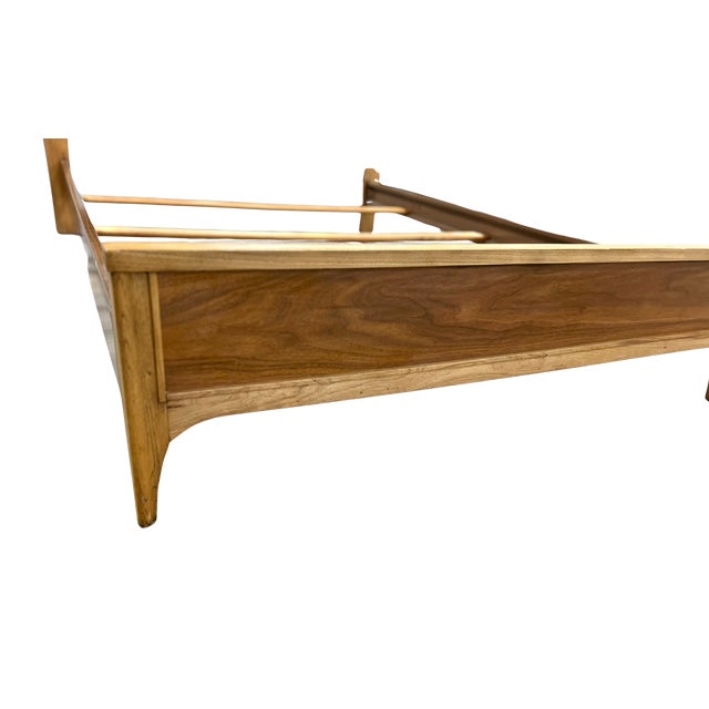 Vintage Mid Century Modern Kent Coffey "Perspecta" Walnut Headboard, Footboard, Full Bed Frame For Sale - Image 14 of 18