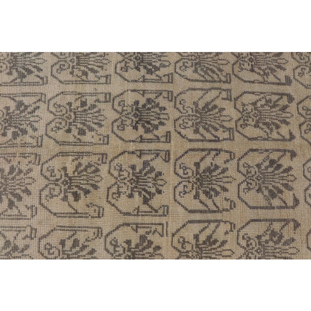 Light Taupe, Gray-Green, and Cream Turkish Tulu Vintage Rug With Latticework For Sale - Image 10 of 13